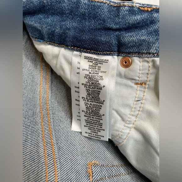 Good American Good Curve Blue Jeans Distressed Women's Size 6/28 - Picture 4 of 7